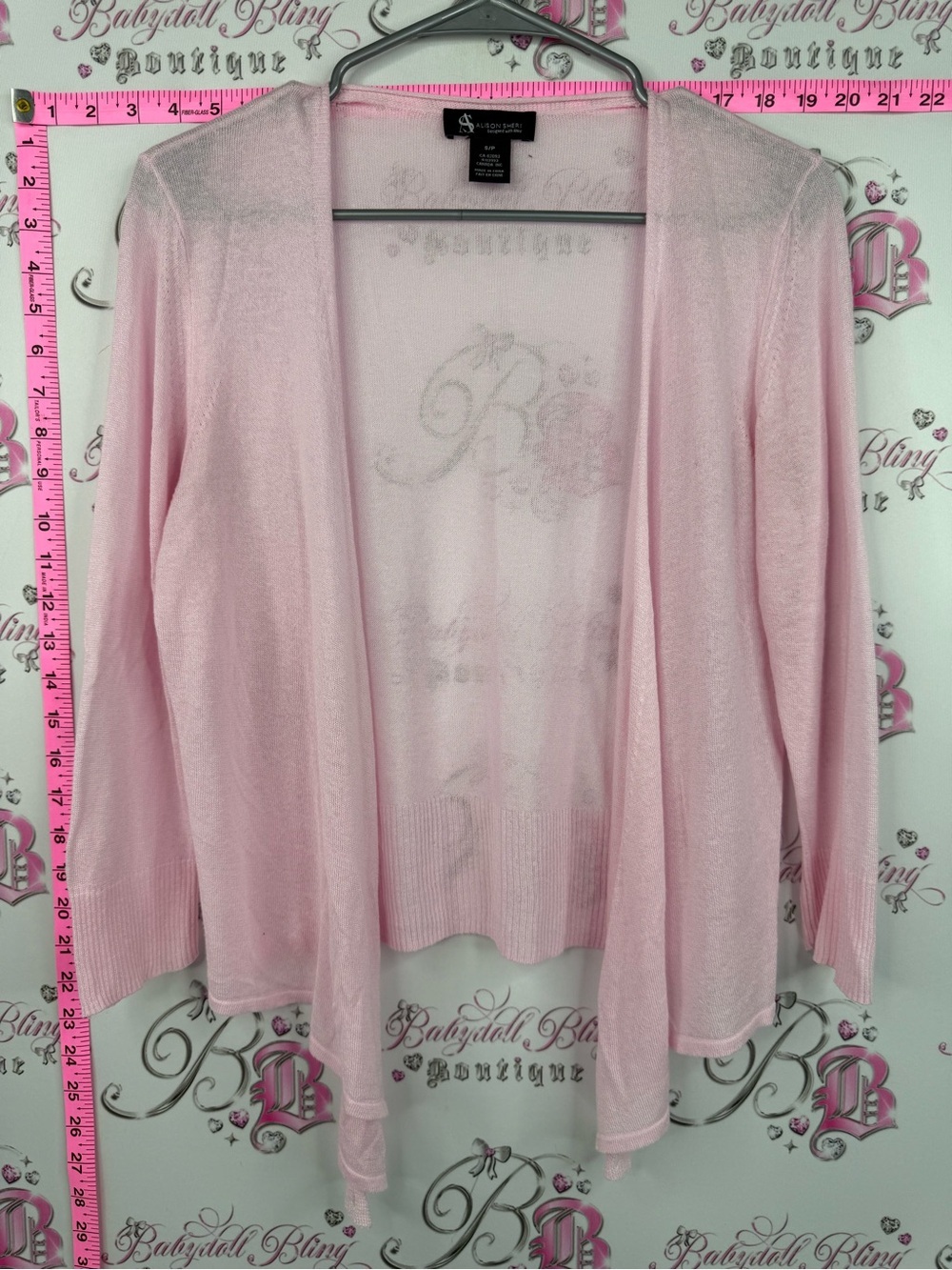 Alison Sheri cardigan bubblegum Light Pink Sheer Open-Front Cardigan